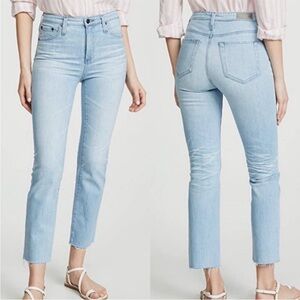 AG ADRIANO GOLDSCHMIED Isabelle High Rise Straight Crop Light Wash Jeans